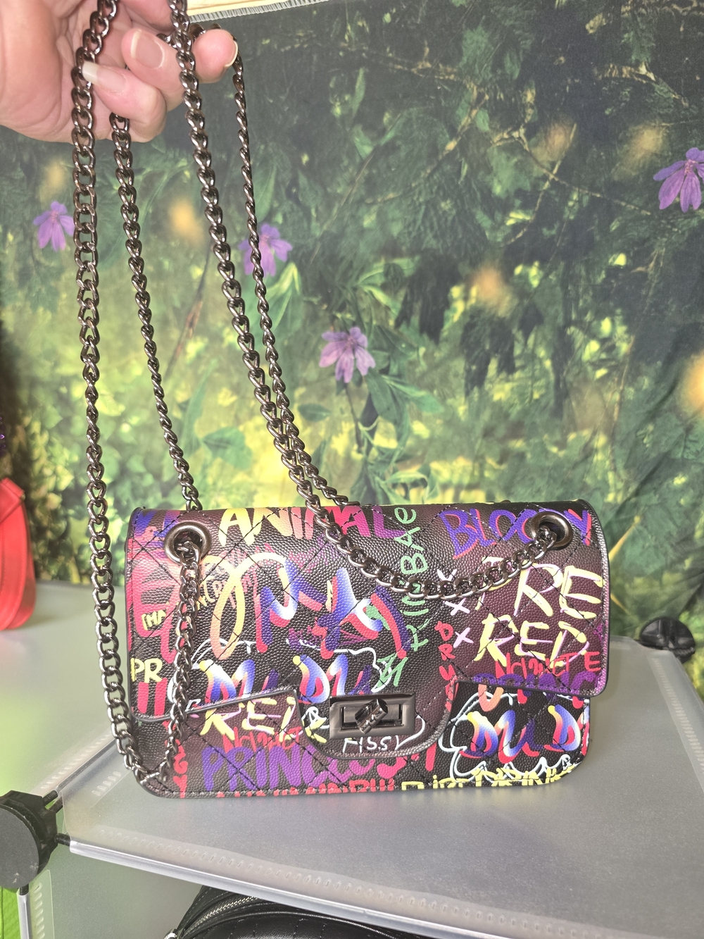 Multicolor Graffiti Chain Crossbody Bag * Nwot
